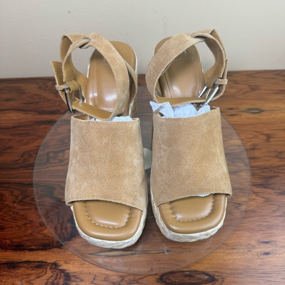Marc Fisher Nelly Sandals in Medium Natural Suede - Picture 8 of 14